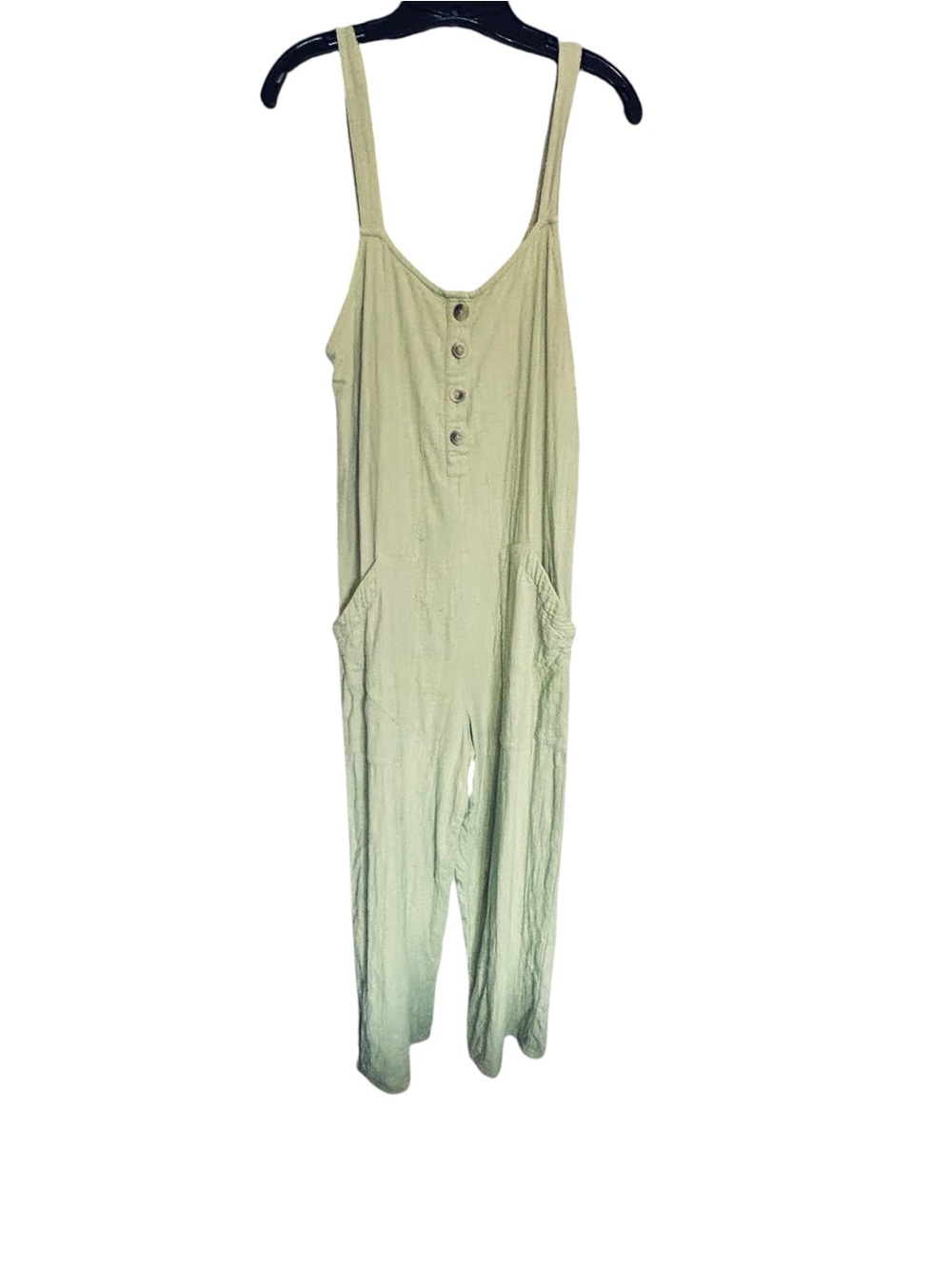 Billabong Pale Green Button-Front Sleeveless Romper